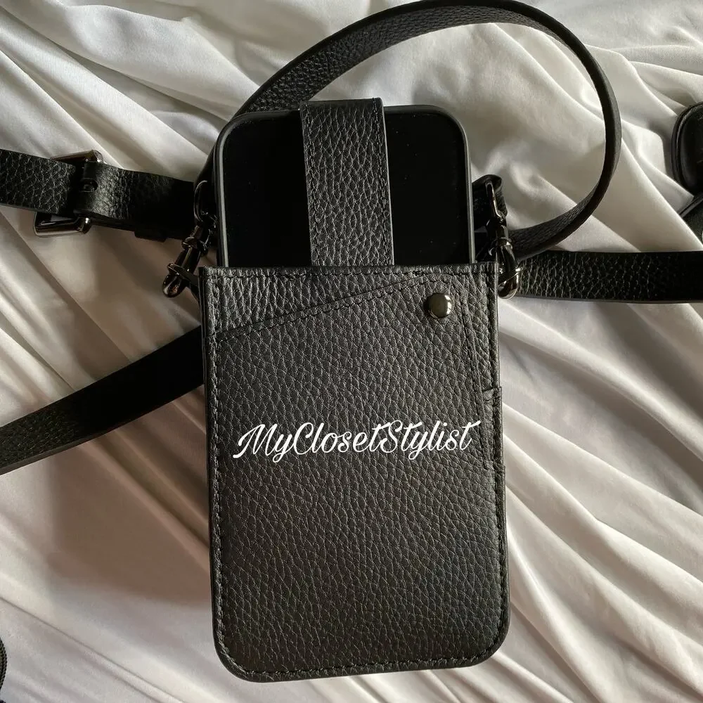 NEW Bandolier Set Black Leather UNIVERSAL Holster Phone Case! Black Pewter OSFA